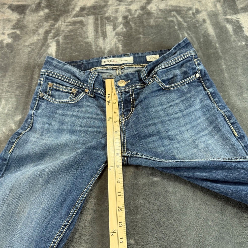 BKE Stella Bootcut Jeans Womens 30x35.5 Blue Denim Low Rise Distressed BPL1402 - Picture 9 of 12